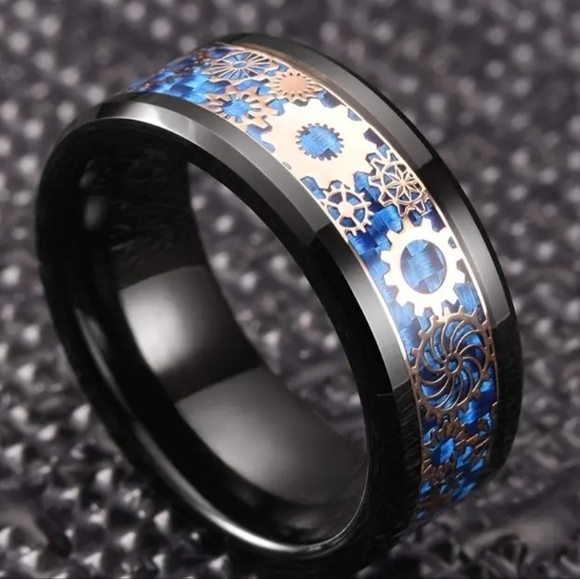 Stainless steel 8mm Steam punk gears ring choose color ask me 4 your size please - Picture 2 of 3